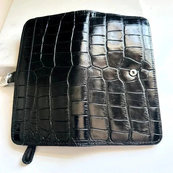 Brighton Heritage Collection Mingle Croc Embossed Large Clutch Wallet Black - Picture 11 of 11